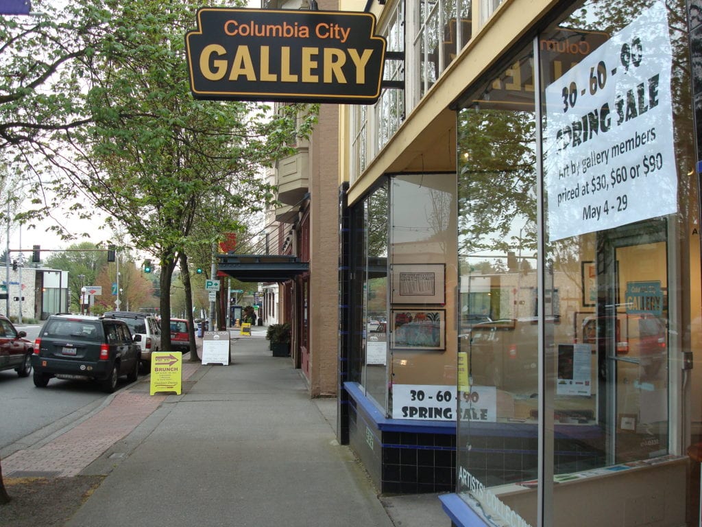 Street front view of the Columbia City Gallery on Rainier Ave in Columbia City.