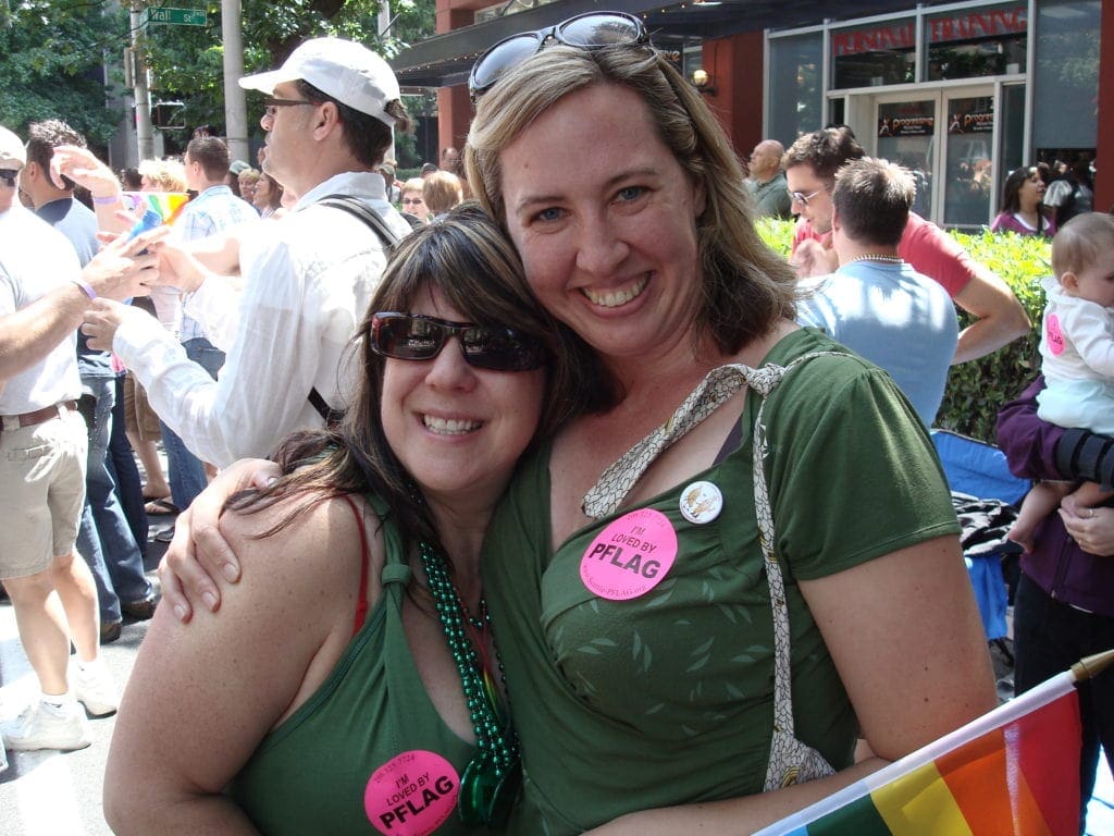 Kim V Colaprete and Chavi M Hohm showing their Pride at Seattle's 2011 Pride Parade.