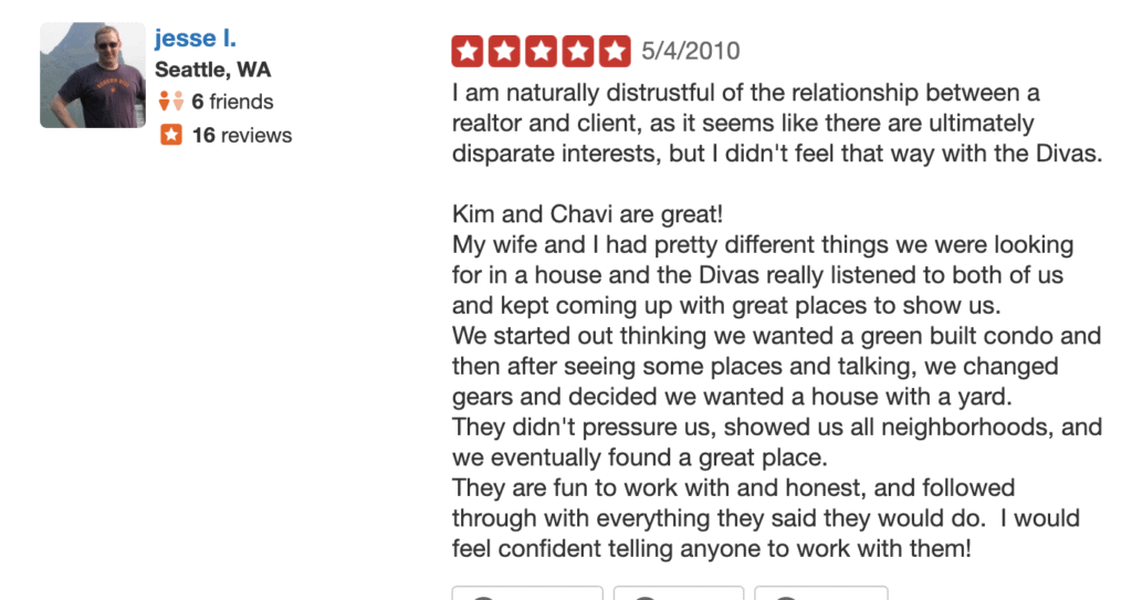 Five Star Review From Diva Dweller Jesse for top rated real estate Divas Chavi and Kim