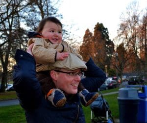 Sean giving Toma a piggyback ride