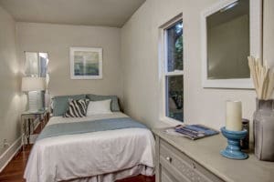 The main level bedroom is perfect for you or use the loft as your secret sleeping nook.