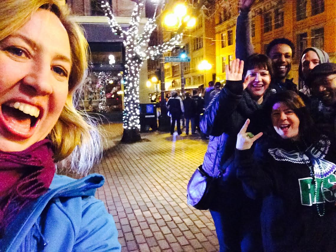 Divas Celebrating in Pioneer Square After Our Seahawks Super Bowl Win