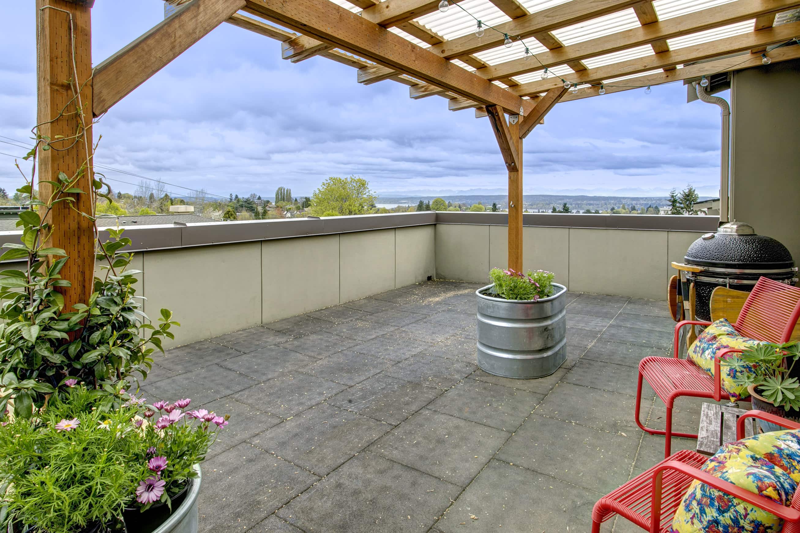 Grab a cup of coffee or a glass of wine and kick back on this stunning rooftop deck.