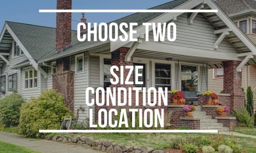 You can never get everything you want so in this blog we discuss how you can only choose two criteria when buying a home - size, location or condition.