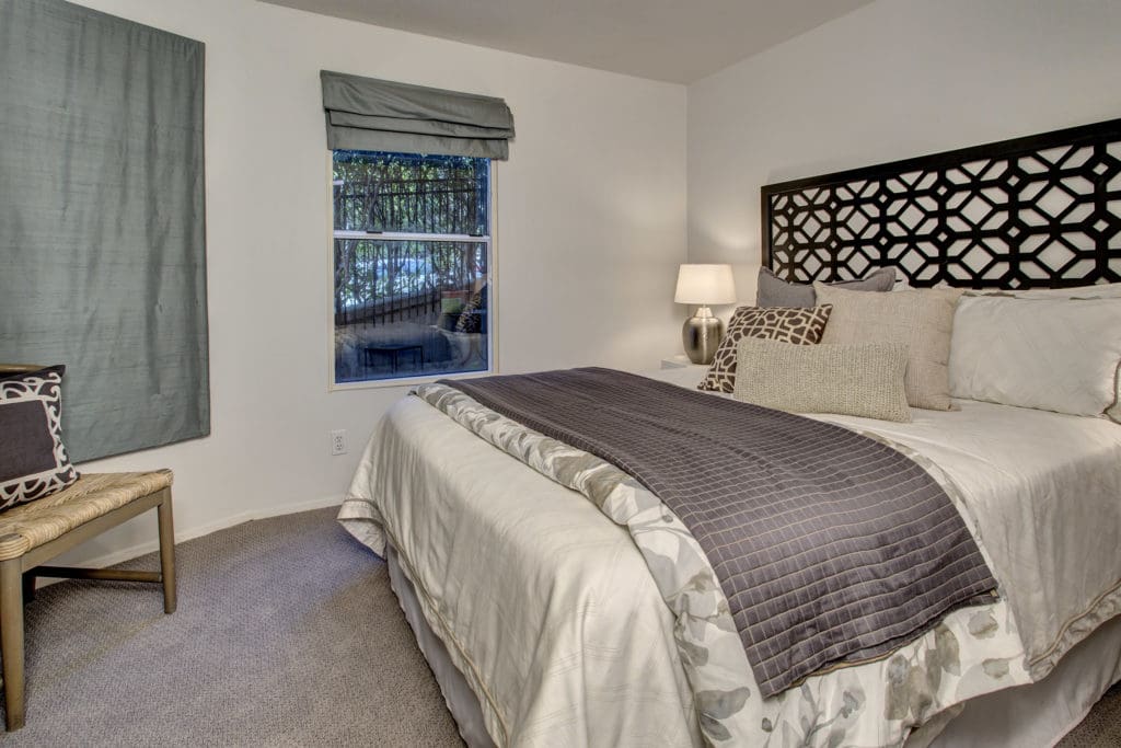 Cozy lower level bedroom.