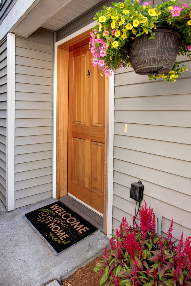 Front door to a townhouse in the Maple Leaf neighborhood of Seattle.