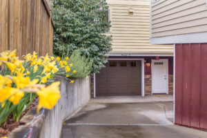 Garage entrance to townhouse in Wallingford neighborhood of Seattle, Washington