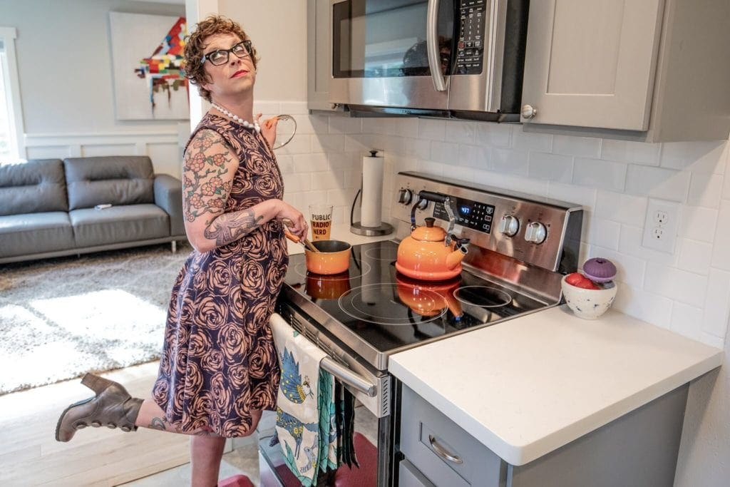 Seattle Home Buyer Stories: Shannon camps it up in the kitchen.