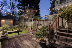 Historic Wallingford Farmhouse Twilight Backyard and Deck