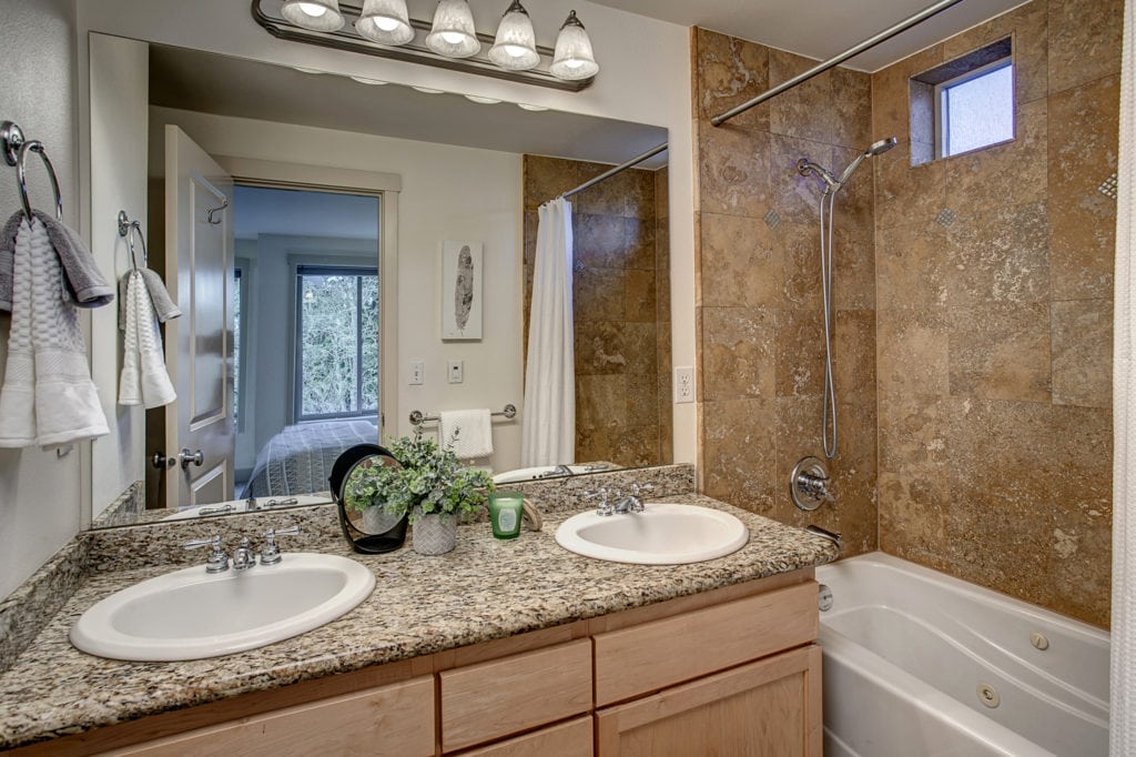 Wallingford townhouse owner's suite bathroom with jet tub