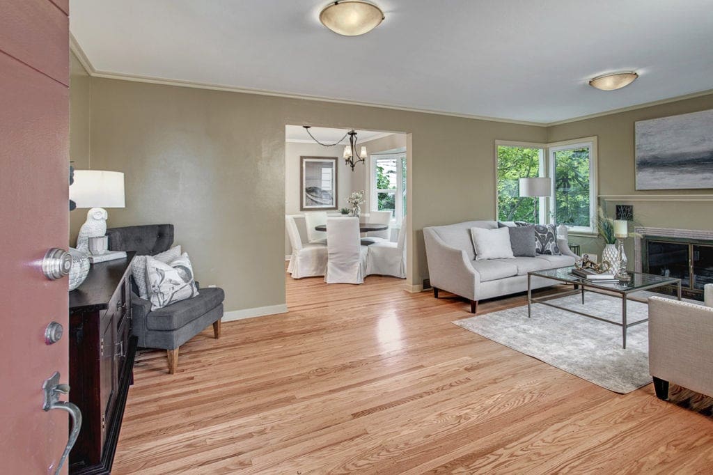 1940's Ballard Home Entry, Living Room and Dining Room