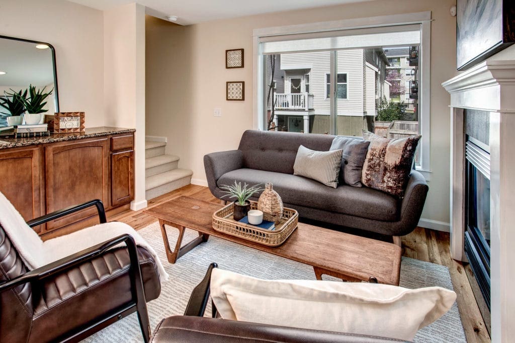 Green Lake Townhome Living Area, Gas Fireplace, Open Main Living Area