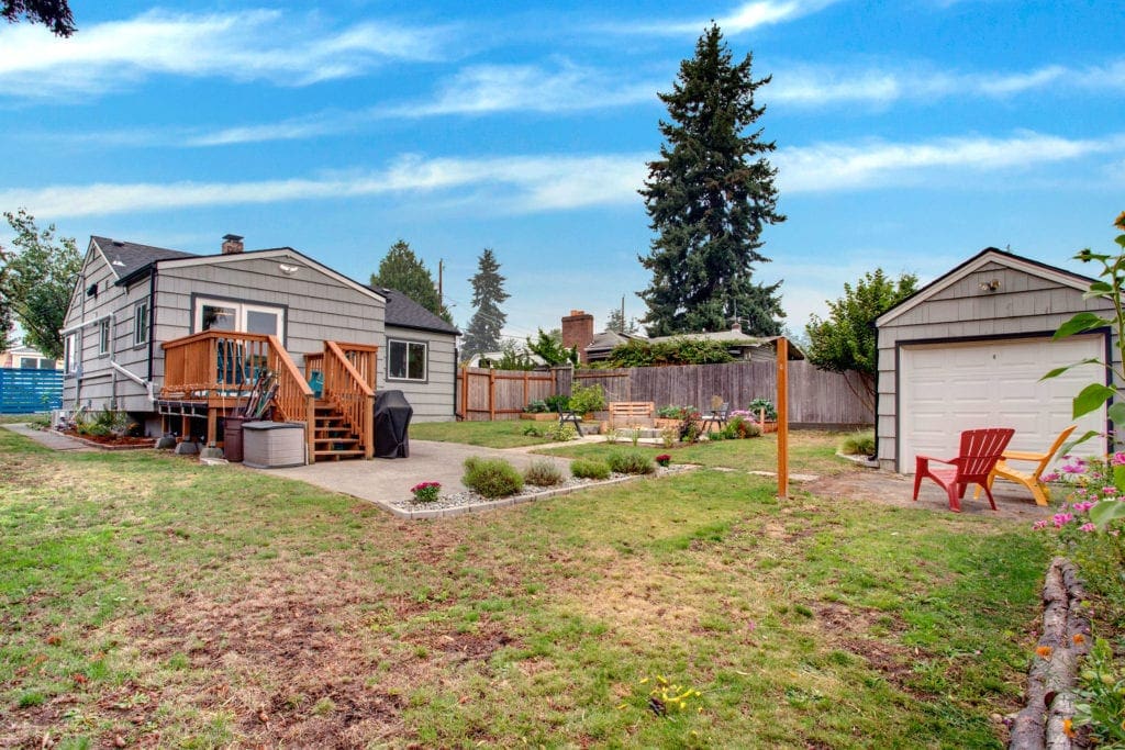 Arbor Heights Home Exterior, Backyard, Deck, Patio, and Detached Garage