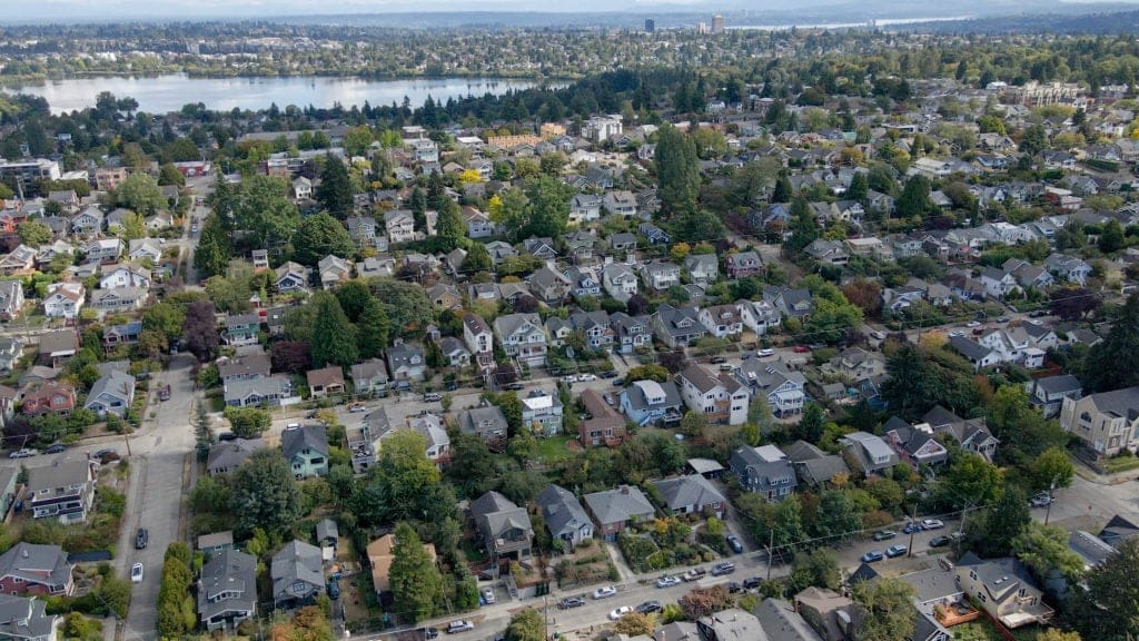 Phinney Ridge Vintage Home Drone Aerial, Phinney Ridge, Green Lake