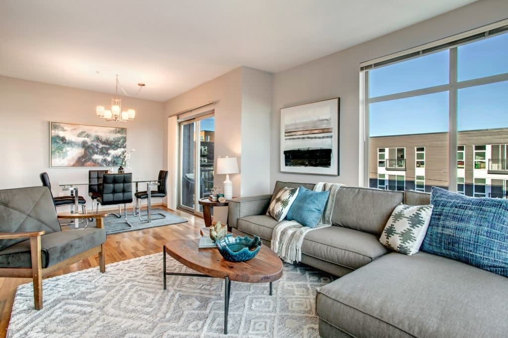 Wallingford Condo Main Living Area, Dining Area, and Balcony