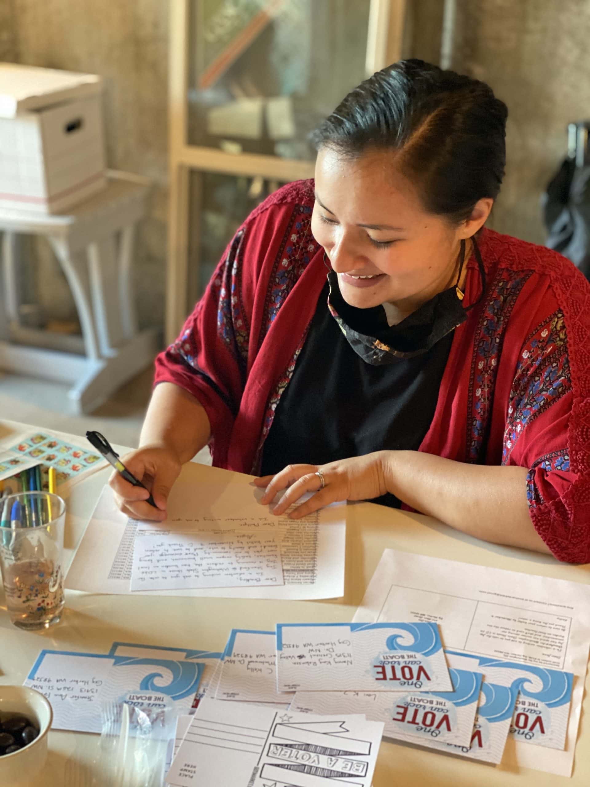 Alyssa Writing Postcards for the WA Election 2020