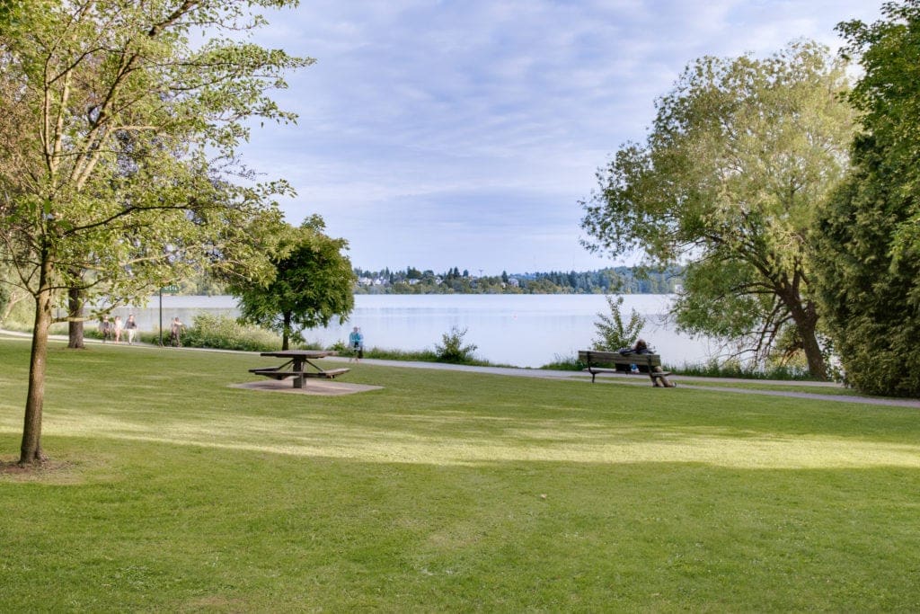 Green Lake and the Green Lake Trail Looking South Toward the Space Needle