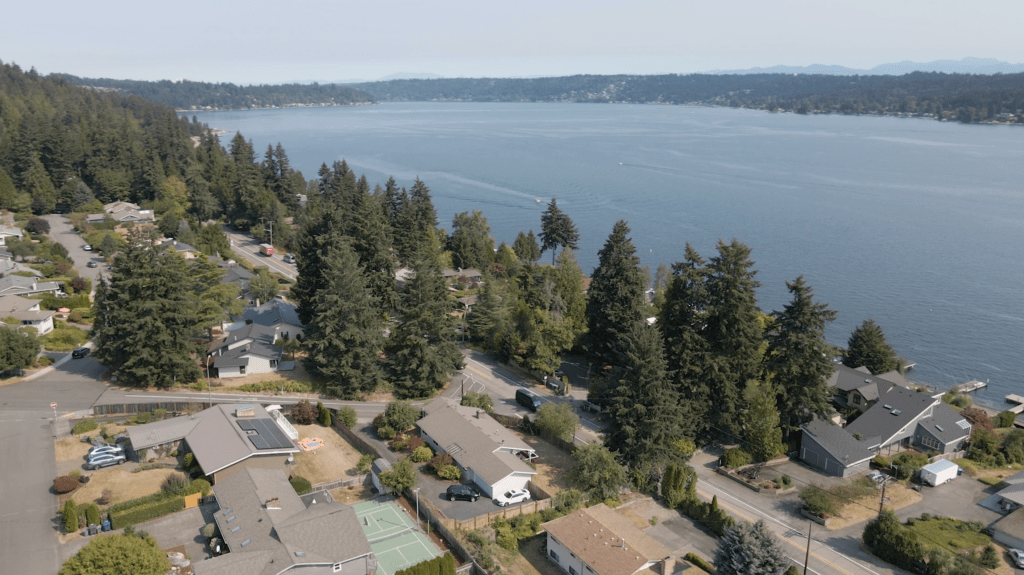 Aerial Drone View of West Lake Sammamish, Bellevue