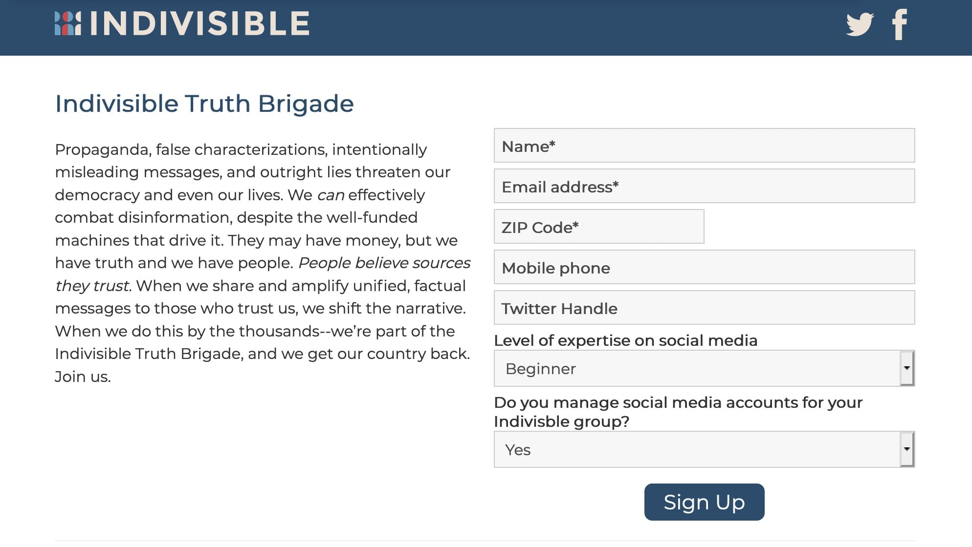 Indivisible's Truth Brigade