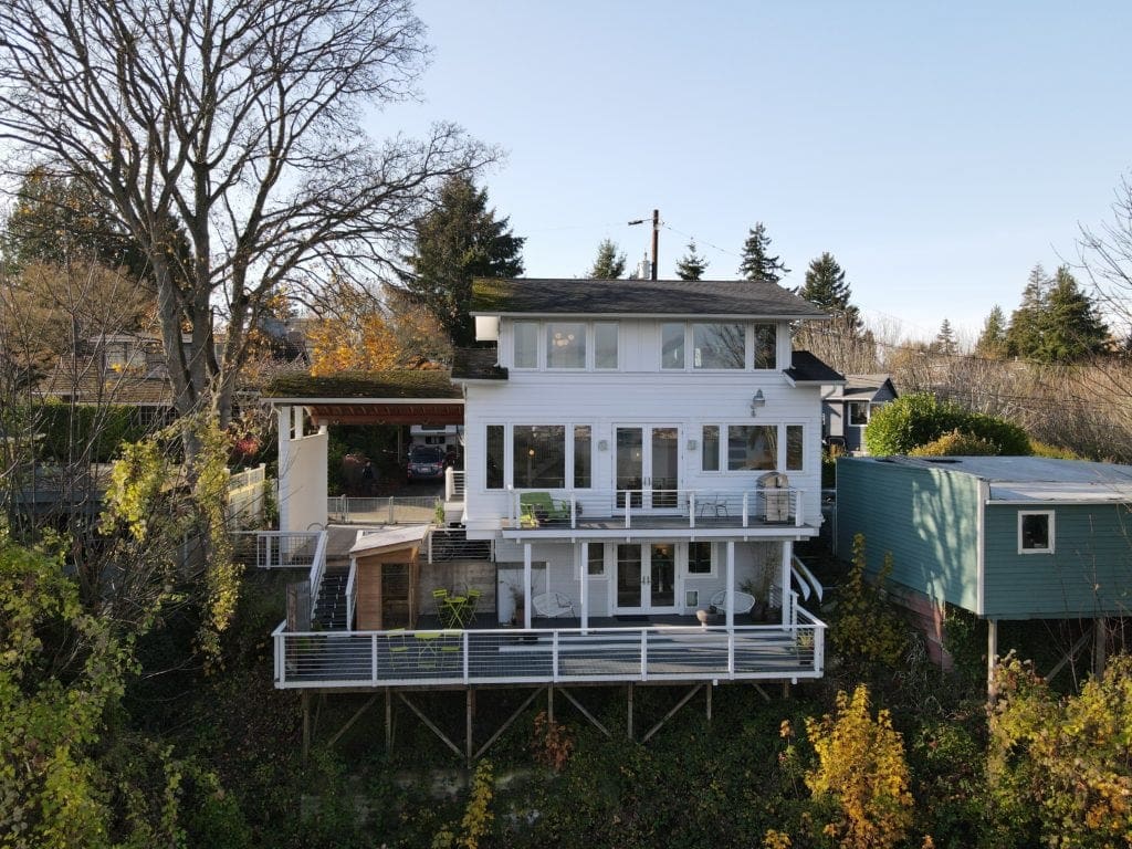 North Admiral View Home Aerial Drone Shot, Exterior, Upper Deck, Lower Deck, Outdoor Sauna, Carport