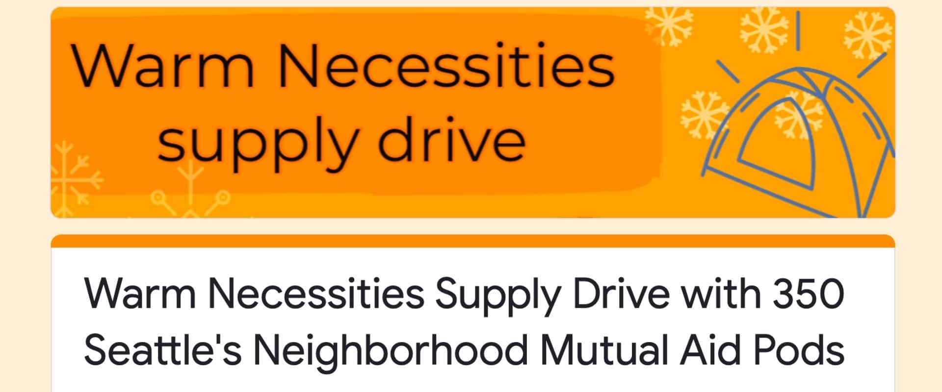 Warm necessities donation drive seattle 2020