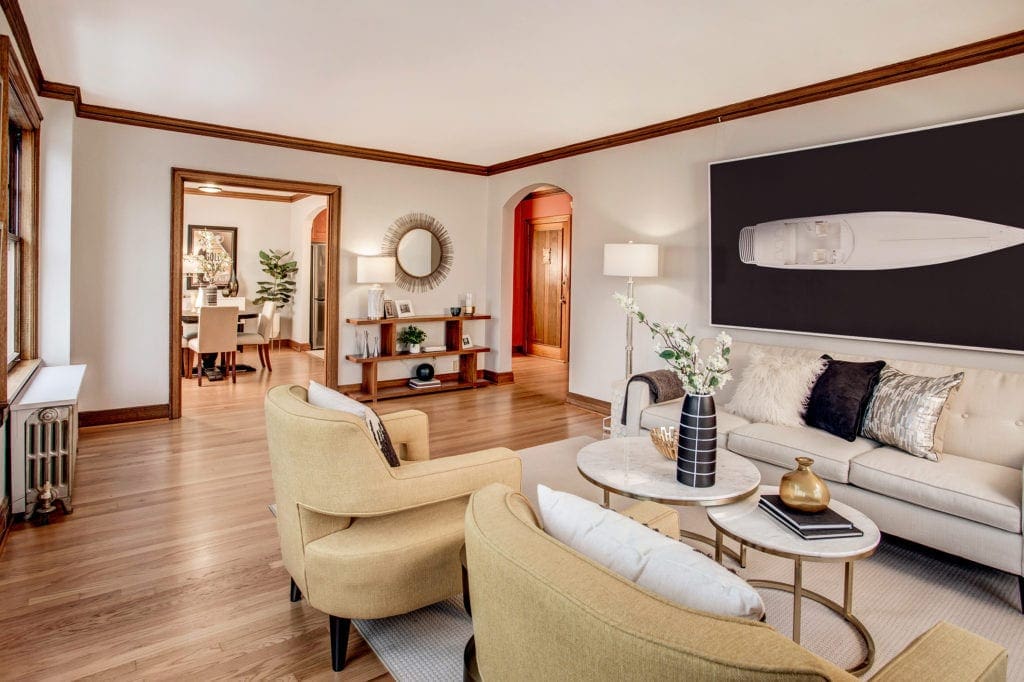 Bering Vintage Capitol Hill Condo Living Room, Dining Room, Entry Foyer