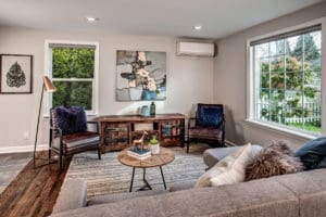 Remodeled West Seattle Bungalow Living Area.