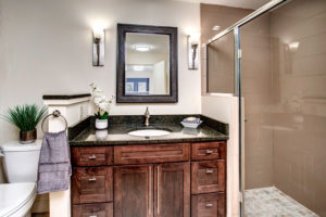 Mid-Century Meadowbrook Home Owner's Suite Bathroom, Walk-in Shower