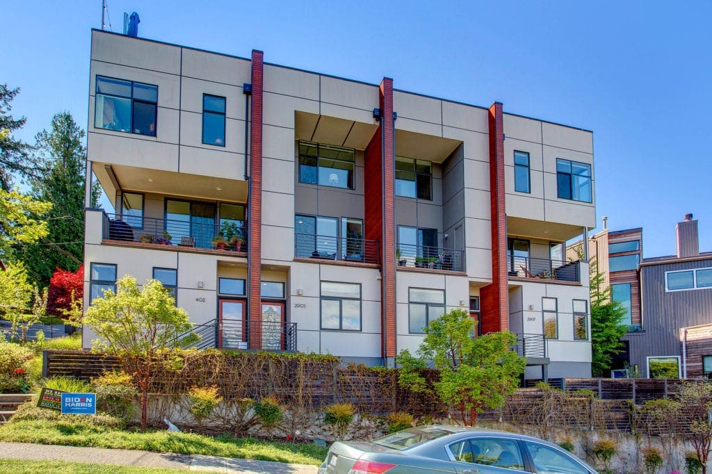 Modern Queen Anne Townhome Front Yard and Front Entry