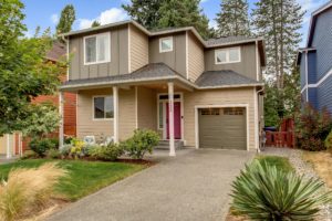 White Center Modern Home Front Patio Entry