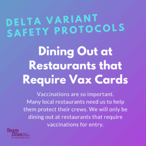 Delta COVID Safety Protocols - dining out at restaurants that require VAX cards