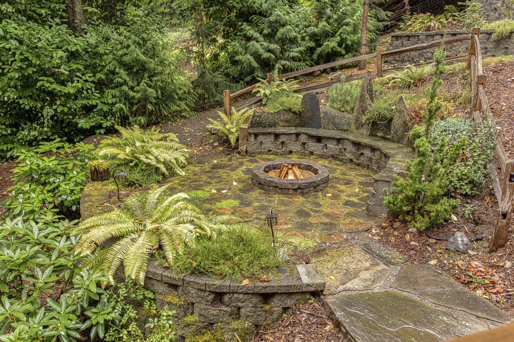 Seattle Mid-Century Home Back Yard Fire Pit