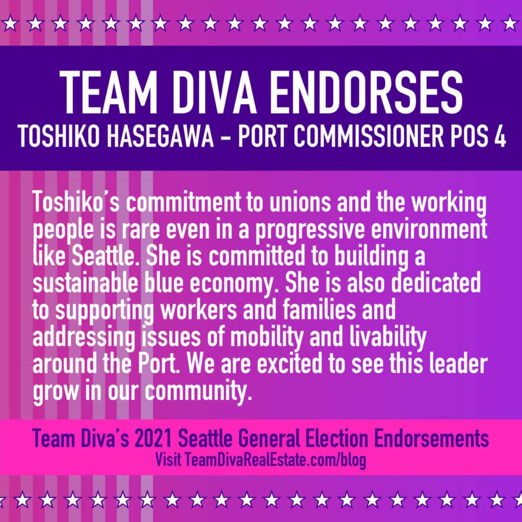 Team Diva 2021 Seattle Election Endorsement - Toshiko Hasegawa