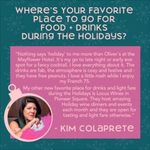 Photo of Kim quoting her favorite place to go for food and drinks during the holiday season in Seattle
