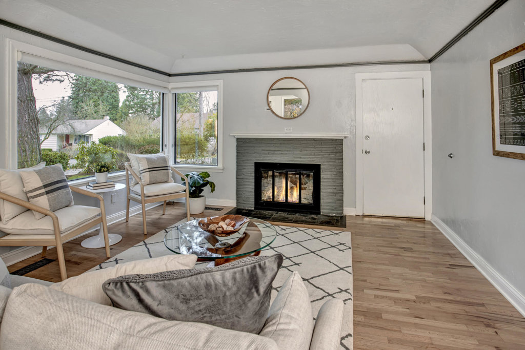 North Seattle Home Living Room Fireplace