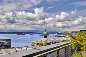 Belltown view condo Image of the rooftop deck facing Seattle waterfront