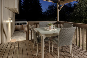 Kenmore Home back patio dining area at twilight