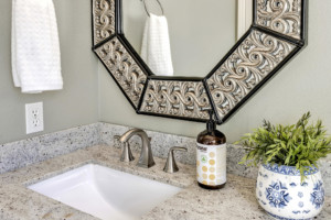 Kenmore Home Lower Bathroom has counter space and a mirror as well as one sink
