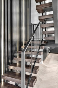 South Lake Union Modern Townhouse Vertical Photo of Staircase with Architectual lighting
