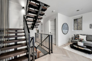 South Lake Union Modern Townhouse Second Floor Mezzanine with Architectural Staircase