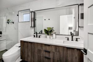 South Lake Union Modern Townhouse Bathroom Vanity with Dual Sinks