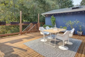Kenmore Mid Century Home Outside back deck dining area with a view