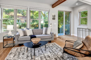 Leschi Townhouse Living Room with garden view