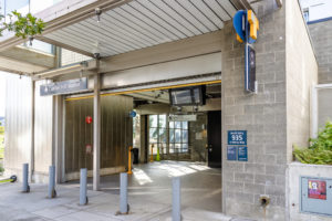 South Entry to light rail train station entrance at Denny Way in the Capital Hill neighborhood of Seattle, Washington