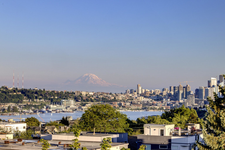 View of Mt. Rainier and South Lake Union from Fremont