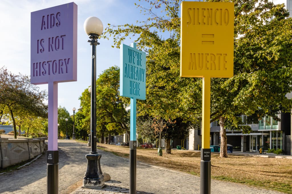 AIDS Memorial Project at Cal Anderson Park and the Entrance to the Light Rail Station on Capitol Hill