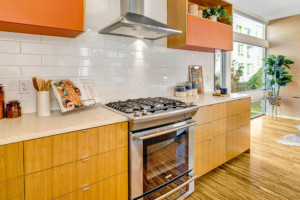 Kitchen counters and gas stovetop